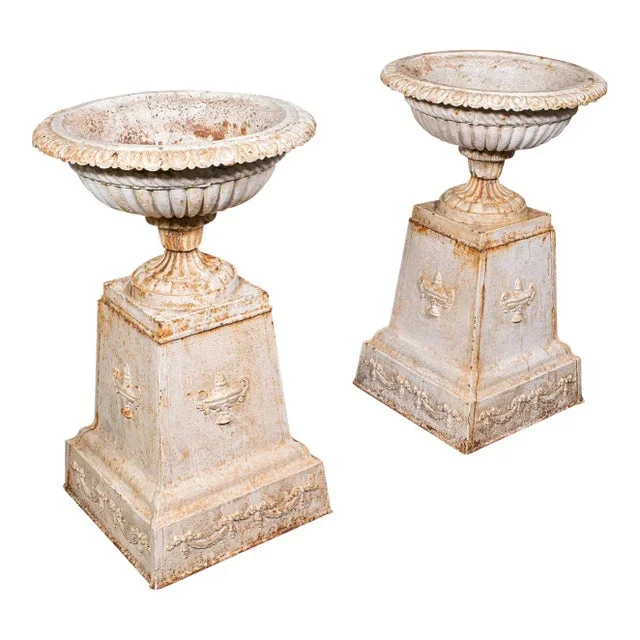 Pair of Large Antique Garden Planters, English Cast Iron, Jardiniere, Victorian