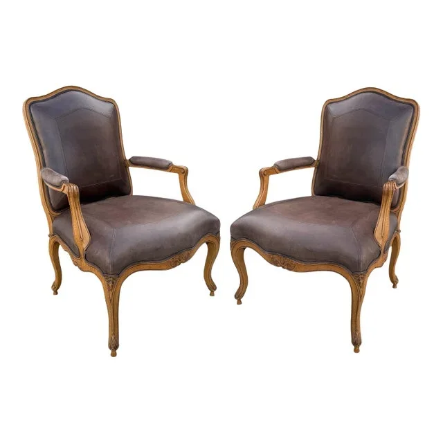 Pair of Louis XV Style Fauteuil Armchairs by Sally Sirkin Lewis for J Robert Scott