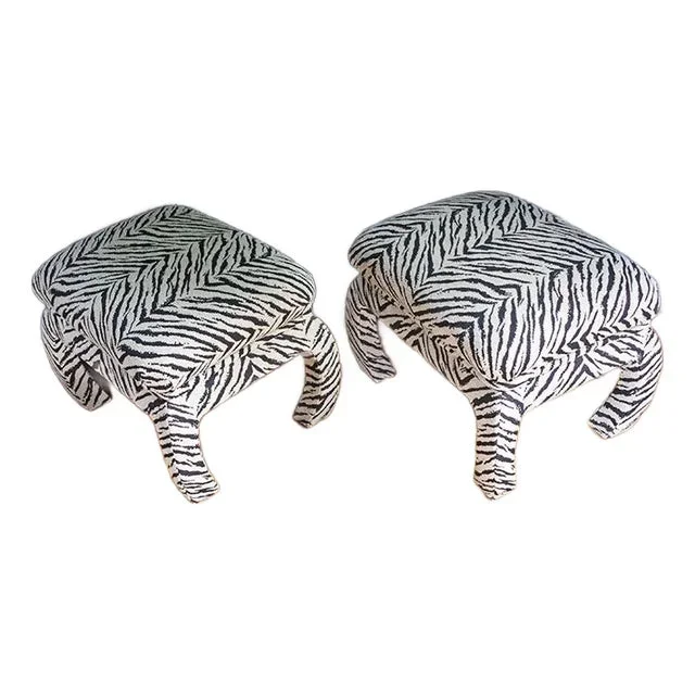 Pair of Mid 20th Century Zebra Striped Stool