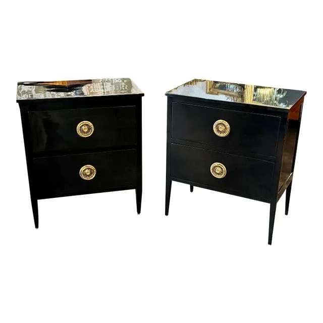 Pair of Piano Black Side Tables