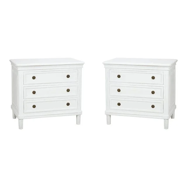 Pair of Rustic White Nightstands