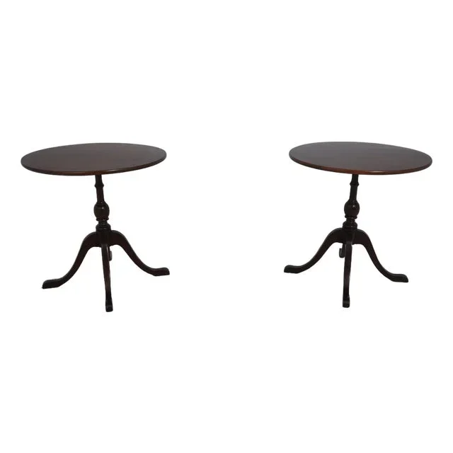 Pair of Stickley Renaissance Cherry Round End Tables