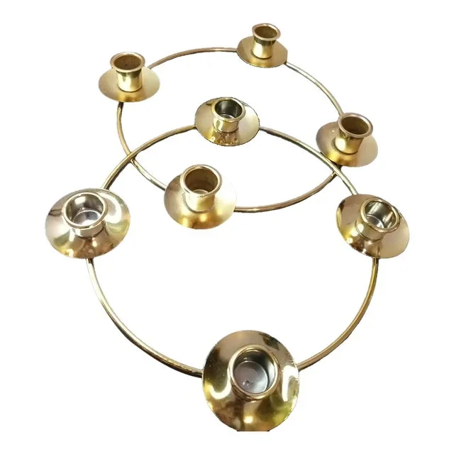 Pair of Vintage 4-Candle Holder Brass Rings