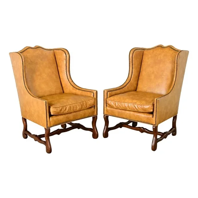 Pair of Vintage Henredon Wingback Bergeres