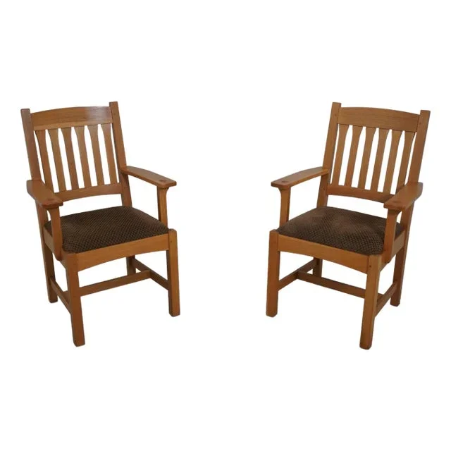 Pair Stickley Mission Oak Arts & Crafts Style Chairs