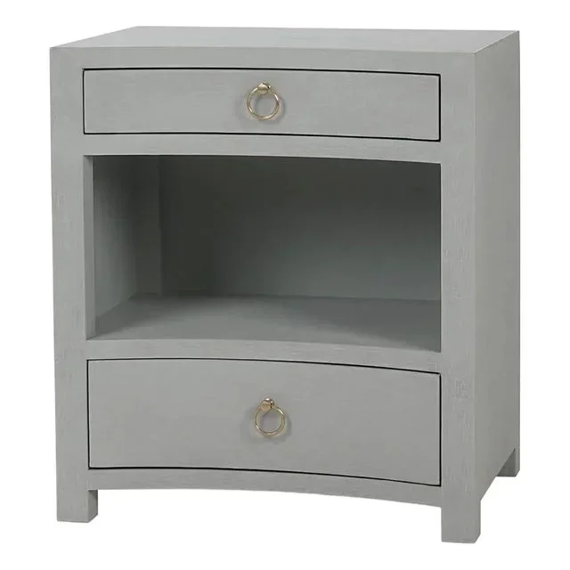 Pale Blue Linen Wrapped Nightstand