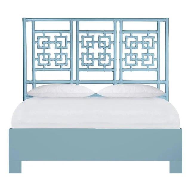Palm Springs Platform Bed Queen, Pool Blue