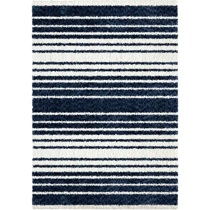 Palmetto Living Cotton Tail Ombre Stripe Navy Machine Woven Area Rugs