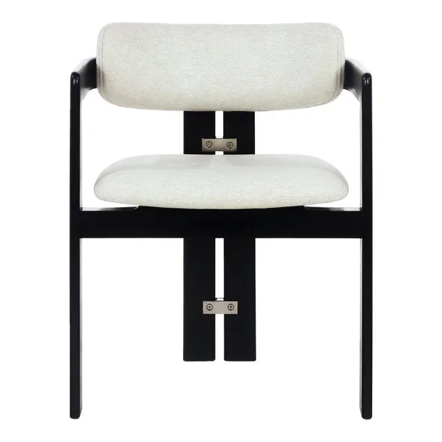 Pamplona Black, Stainless & Beige Boucle Dining Chair