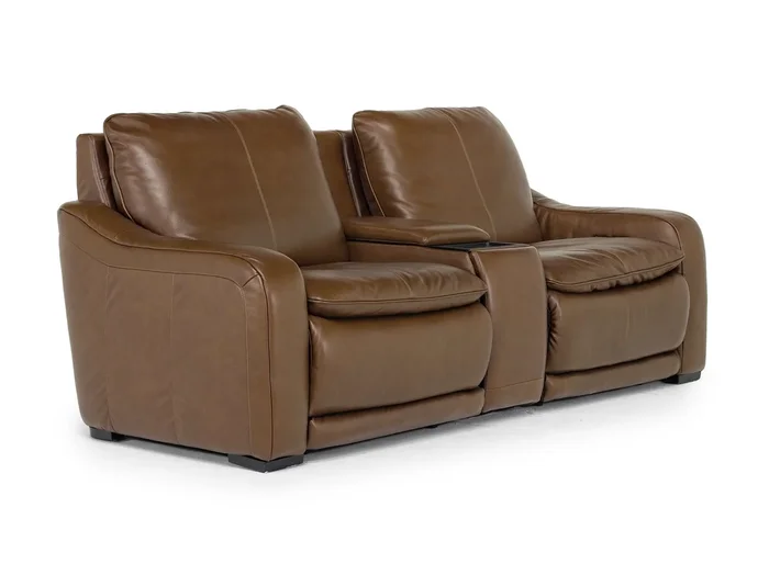 Paradise 2 Power Console Loveseat in Chestnut Leather