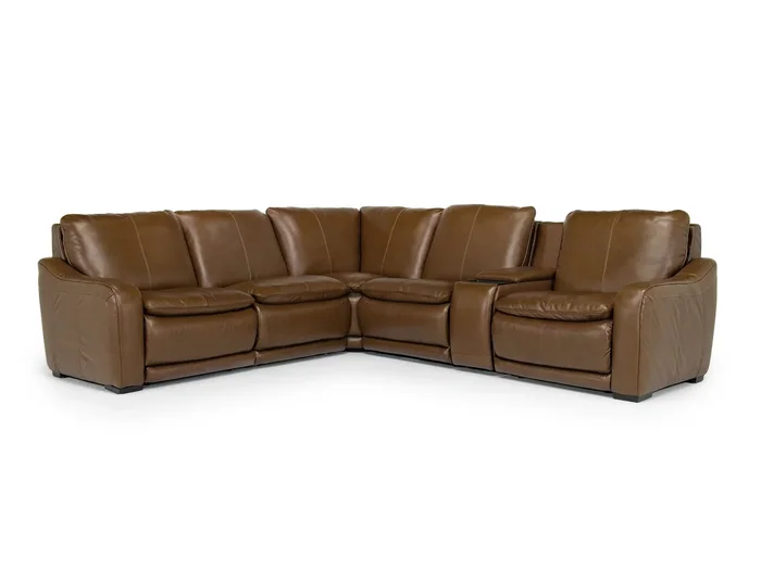 Paradise 6 Piece 2 Power Sectional in Chestnut Leather