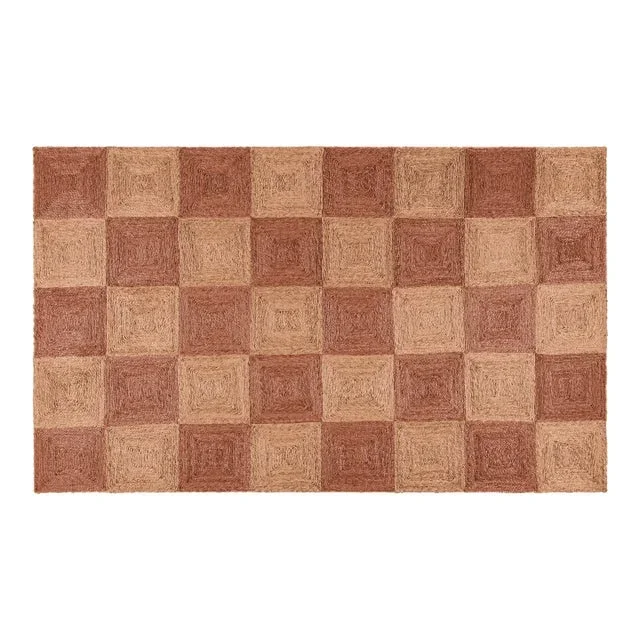 Part & Parcel Goods Jute Block Runner, 2’6”x8′, Topaz and Bisque