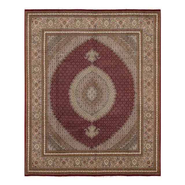 Pasargad Red Persian Tabriz Silk & Wool Rug- 8’1” X 10′
