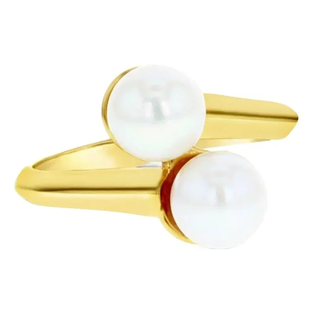 Pearl Cluster Ring 7mm 14k Yellow Ring, Size 5.75