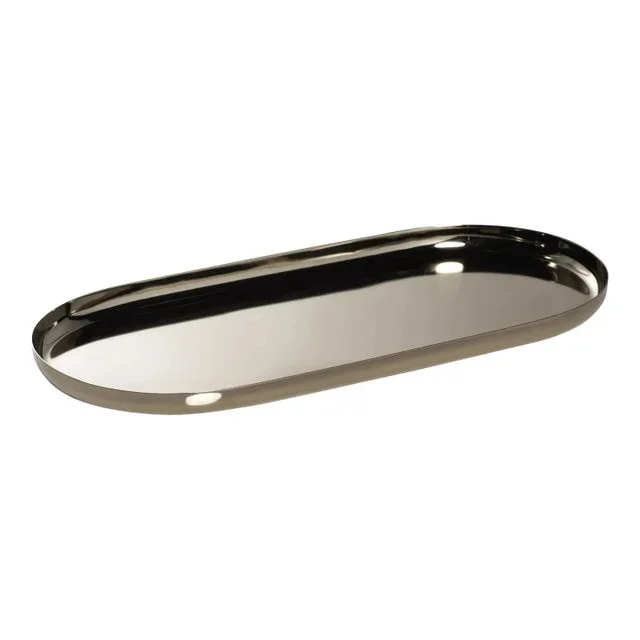 Perpignan Versatile Oblong Polished Steel Tray, Small, Gold