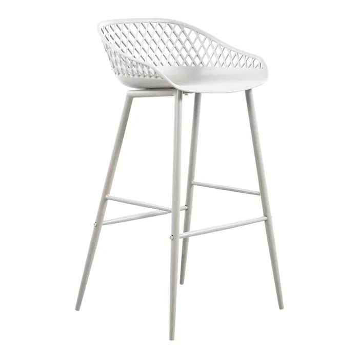 Piazza Outdoor Barstool, White, Set of 2