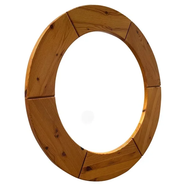 Pine Wall Mirror from Glasmäster Markaryd, Sweden, 1967