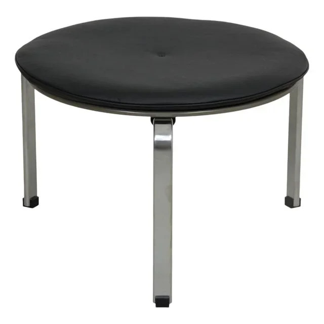 PK33 Stool in Black Bison Leather by Poul Kjærholm, 2000s