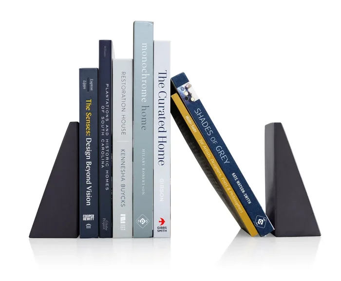 PLC Angular Charcoal Bookends, Set of 2