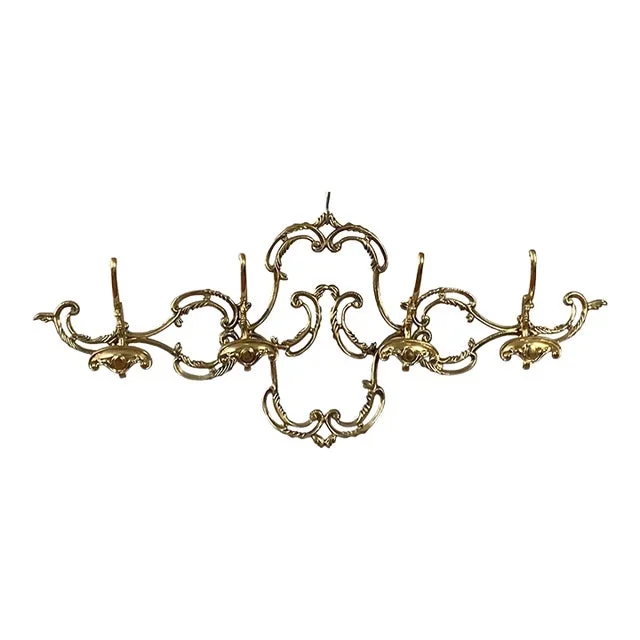 Polished Solid Brass Antique Coat Rack, Amazing Ornate Design, Ca.1890