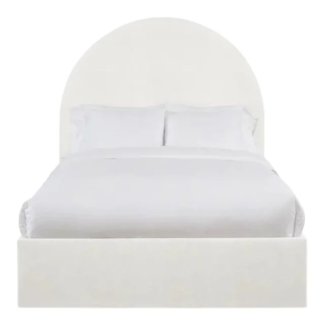Poppy California King Bedframe, Ivory Velvet
