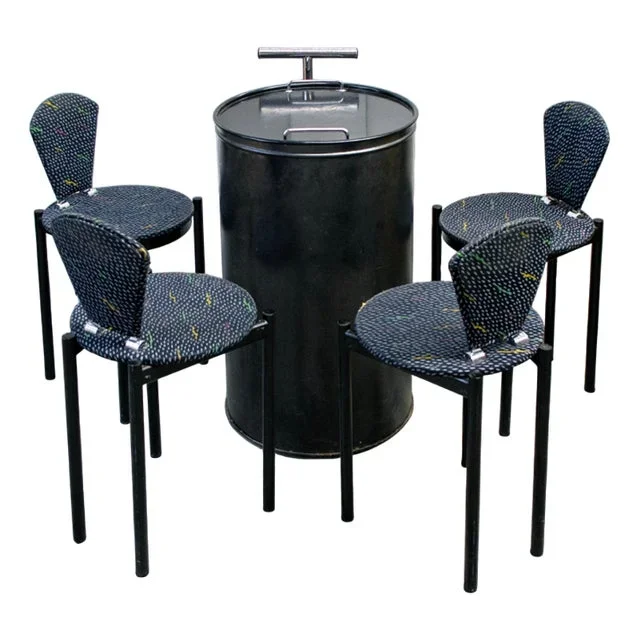 Postmodern Chairs and Storage Unit, 1980s, Set of 5