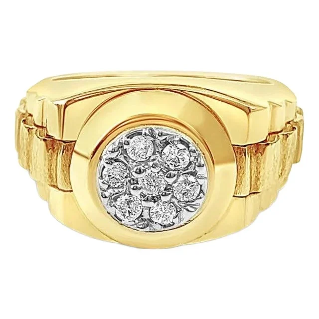 Presdiential Style Diamond Ring .38cttw 14k Yellow Gold, Size 7