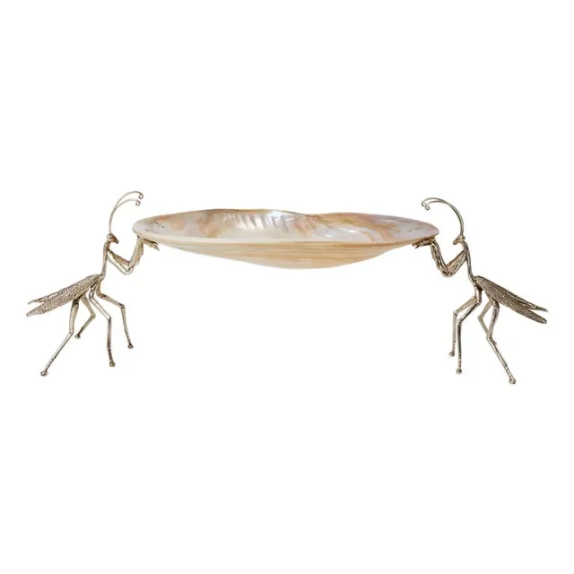 Preying Mantis Silverplate and Shell Dish – Immaculate