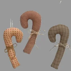 Primitive Fabric Candy Cane Ornaments