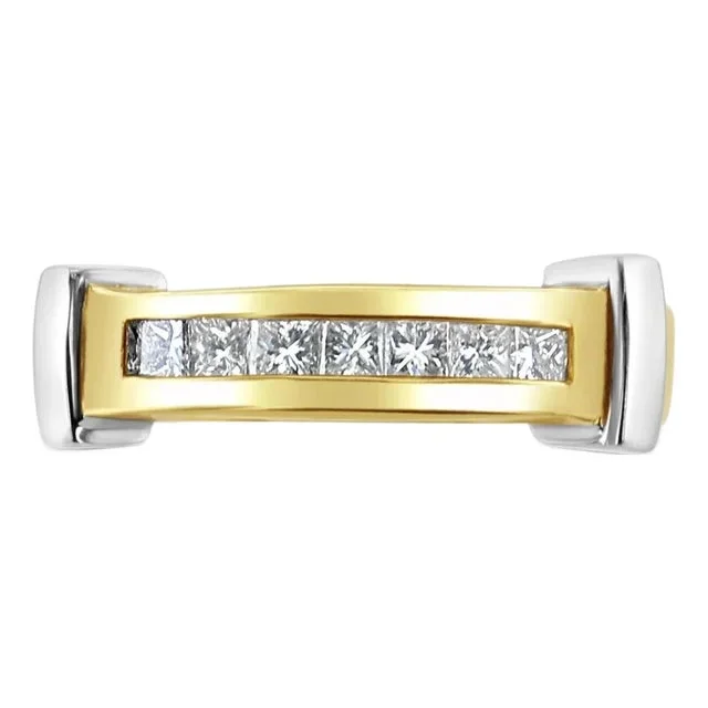 Princess Cut Two-Toned Diamond Wedding Band, Size 3