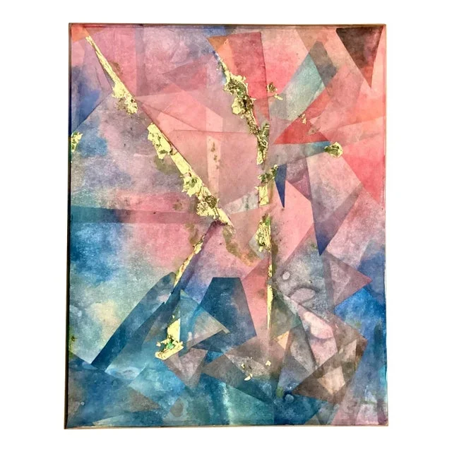 Prism Original Abstract Collage With Gold Leaf