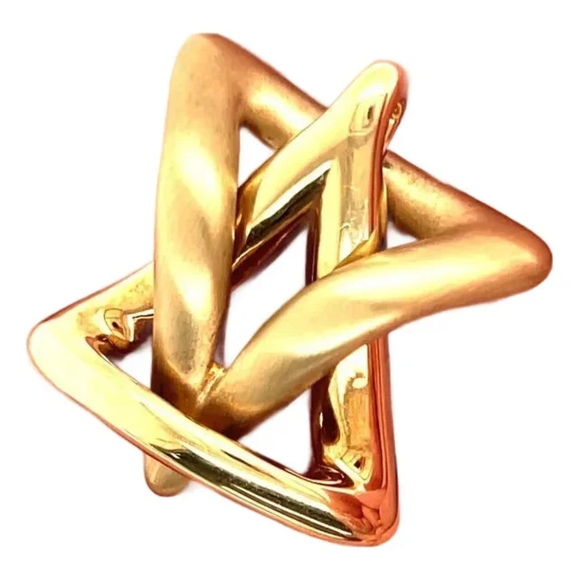 Puffed Interlocking Star of David 14k Yellow Gold Charm Pendant