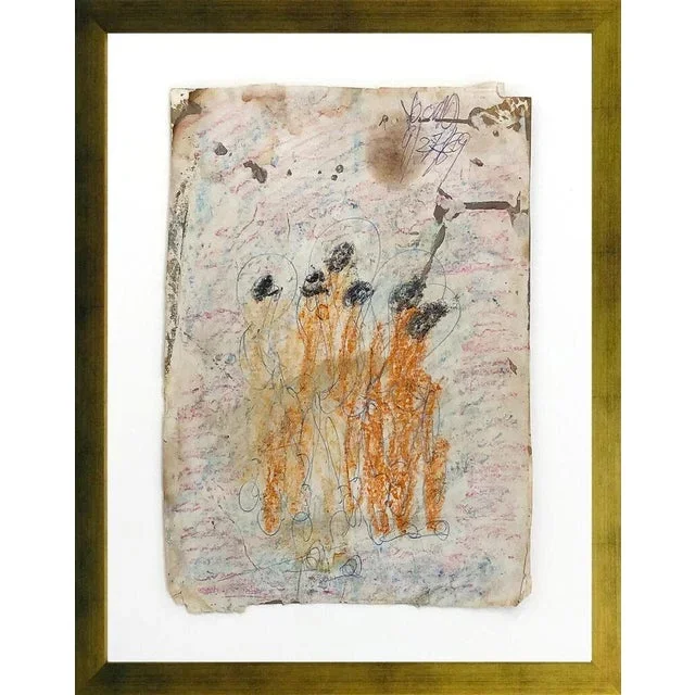 Purvis Young Gathering (Original Mixed Media on Paper), 1989