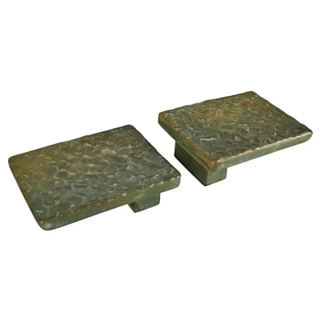 Push Pull Horizontal Door Handles in Bronze with Ripple Relief, 1970s, Set of 2