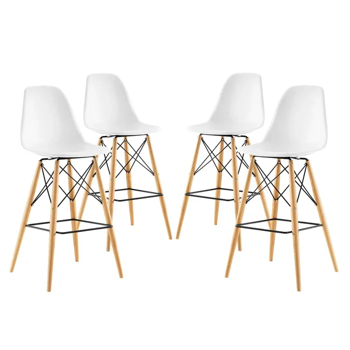 Pyramid Dining Side Bar Stool Set of 4 in White