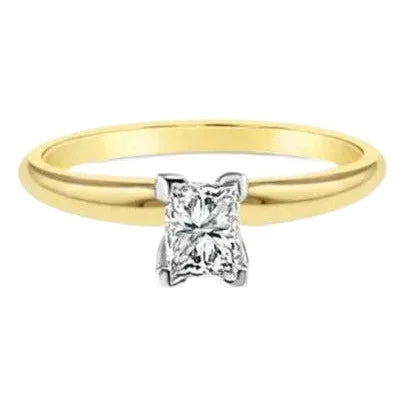 Quarater Carat Emerald Cut Solitaire Diamond Engagement Ring, Size 4
