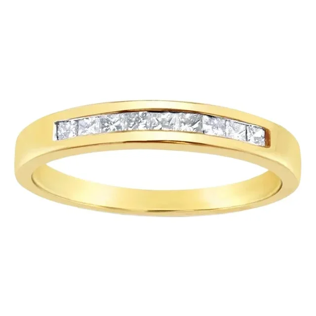 Quarter Carat Princess Cut Diamond Wedding Band, Size 7