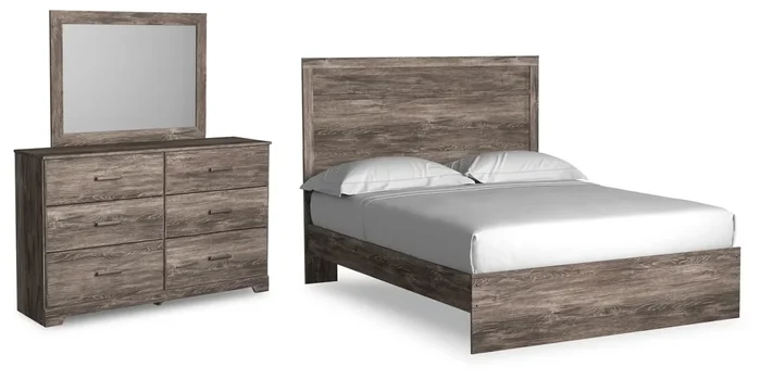 Queen Panel Bed, Dresser And Mirror
