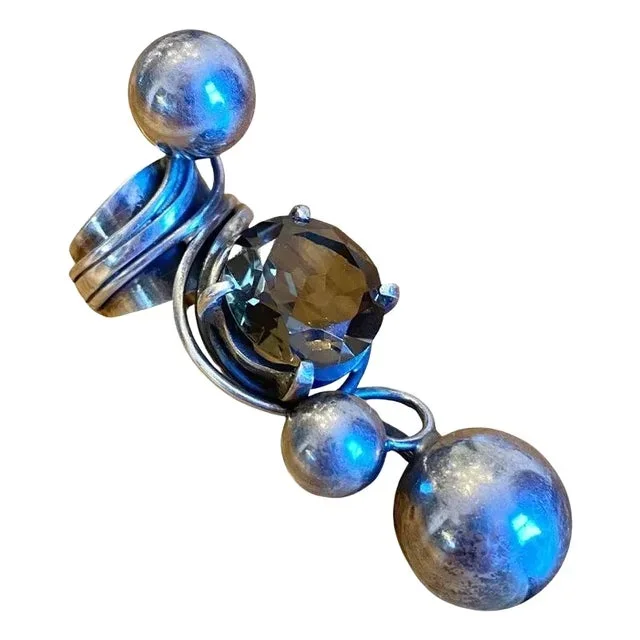Rachel Gera Monumental Designer Ring in Sterling Silver + Smoky Topaz