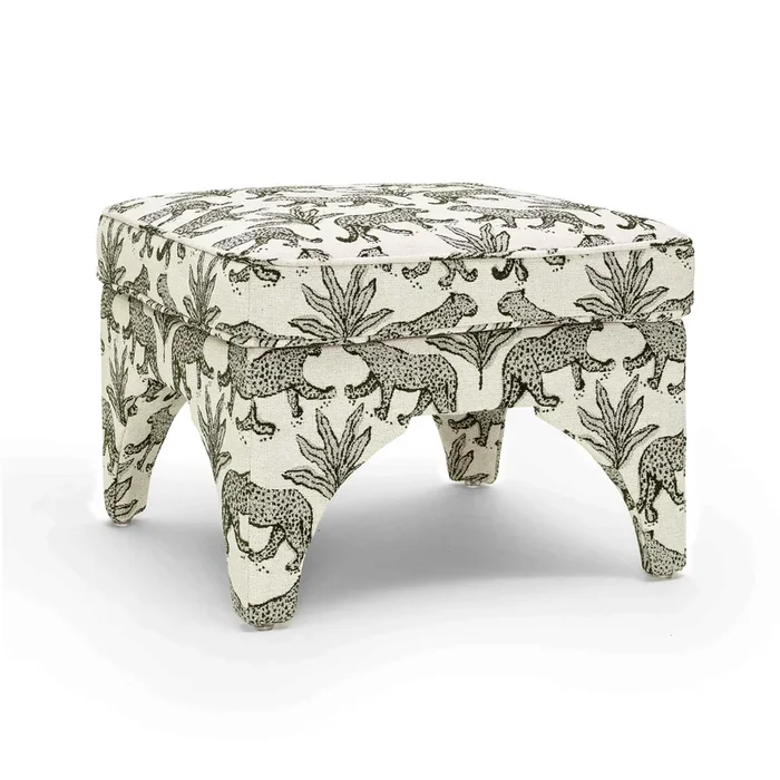 Raji Leopard Jacquard Ottoman