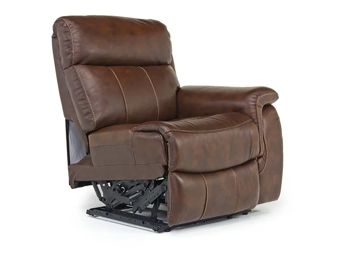 Ranger 1 Arm Power Recliner in Brown Leather, Right Facing