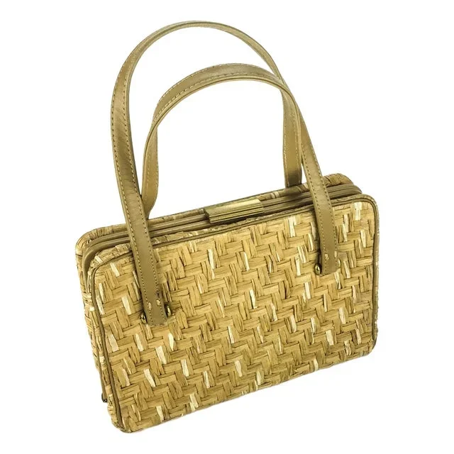Rare Raffia & Leather Box Purse by Paristyle