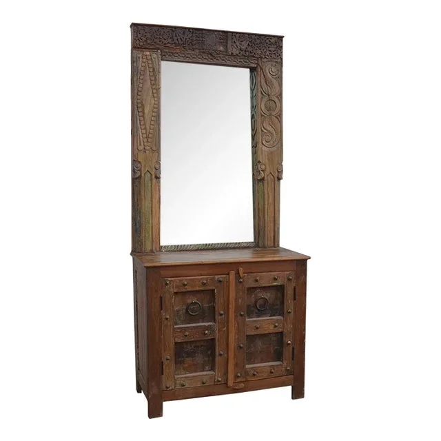 Reclaimed Wood Mirrored Cabinet
