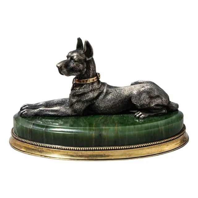 Reclining Great Dane, 1900, Silver