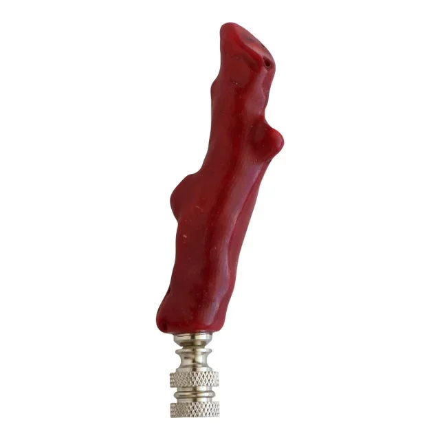 Red Coral Lamp Finial on Chrome Hardware