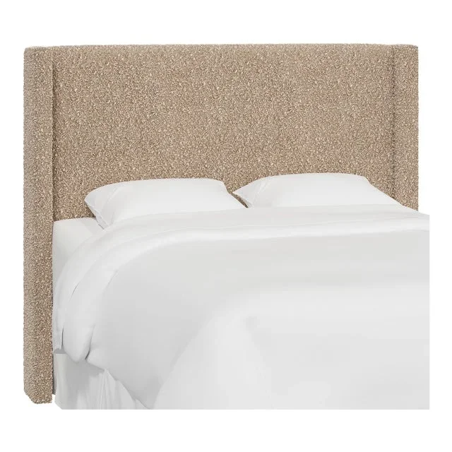Red from Scalamandre crafted by Cloth & Company Full Hudson Headboard in Plush Boucle Camel