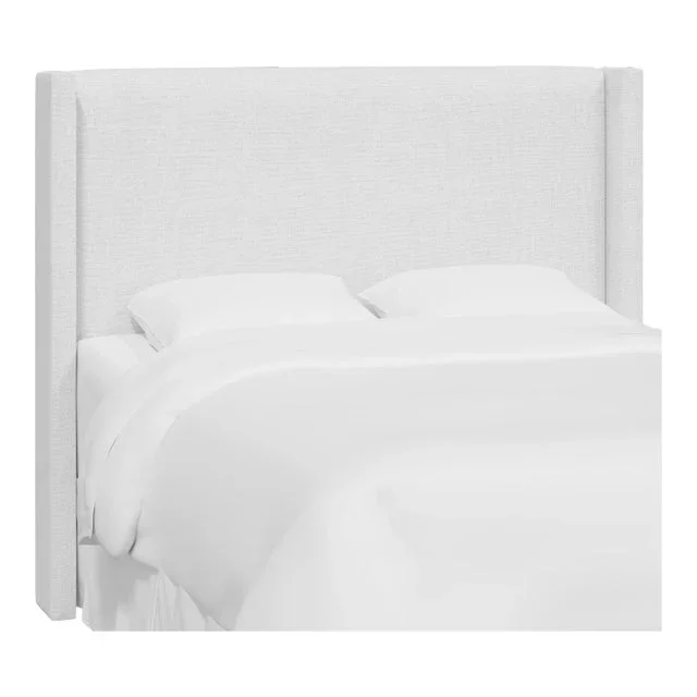 Red from Scalamandre crafted by Cloth & Company Hudson Cal. King Headboard, White Solid Linen