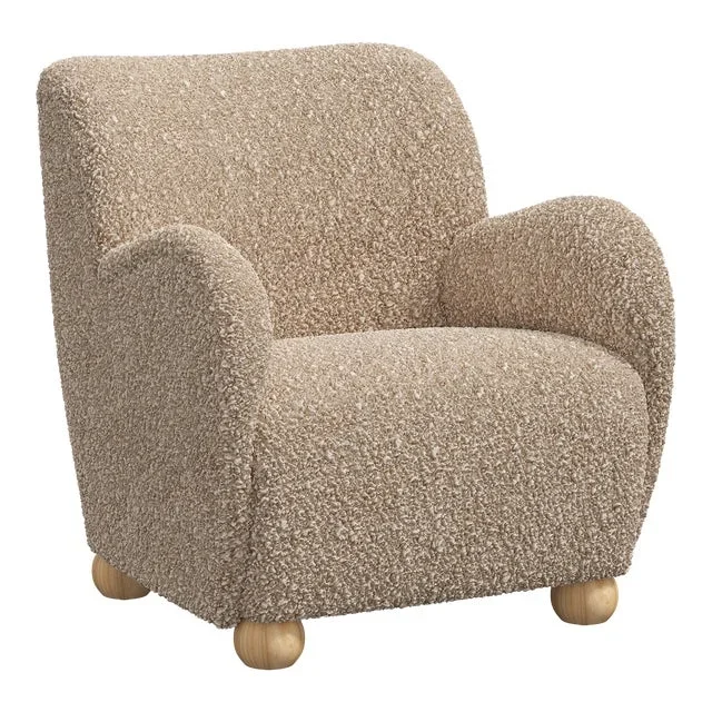 Red from Scalamandre crafted by Cloth & Company Portland Chair in Plush Boucle Camel
