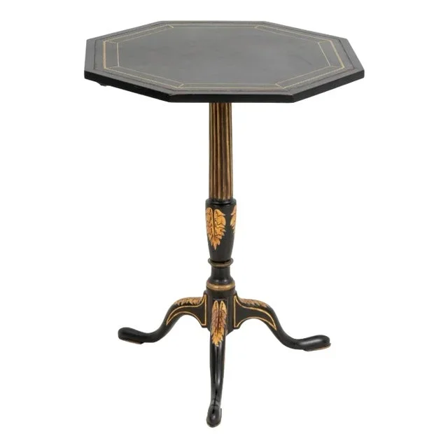 Regency Style Ebonized & Gilt Painted Tripod Table