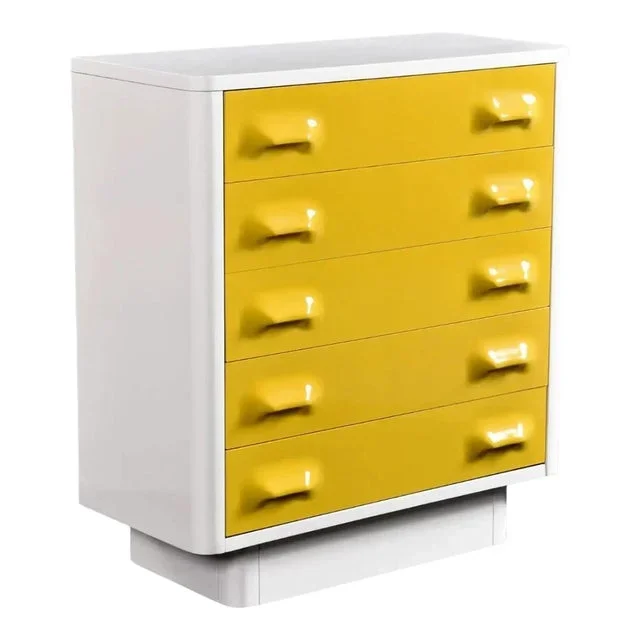 Restored Raymond Loewy Inspired Yellow Chapter One Highboy Dresser Chest